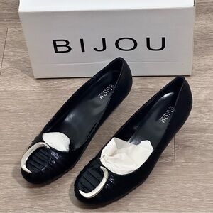 Bijou by AJ Valenci Black Kitty Heel Shoes Women US Size 7.5 UK 7.5 EU 38 AU 7.5